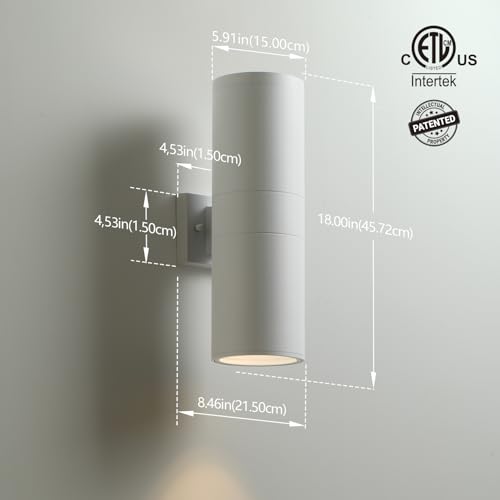 18" Modern Outdoor Porch Light in 2 Lights (2 Count)