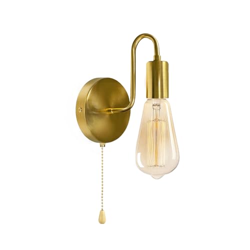 Hardwired Pull Chain Wall Sconce Gold 1