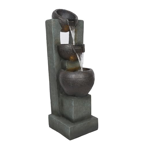 TZL400 34" 3 Tier Basin Cascading Fountain with LED Lights