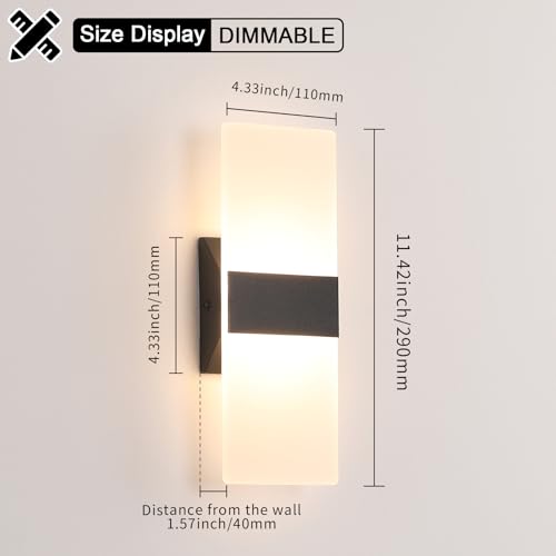 Modern Dimmable LED Wall Sconce Set of 2