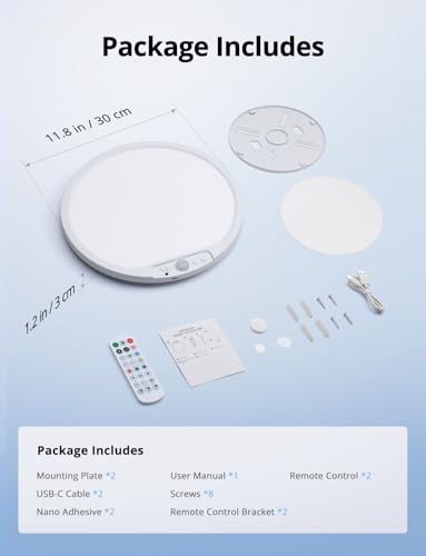 Wireless Shower Light Waterproof Battery Ceiling Lamp with Remote (2 Count)