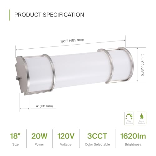 LED 18 Inch Flush Mount Vanity Lighting Fixture (4 Count)