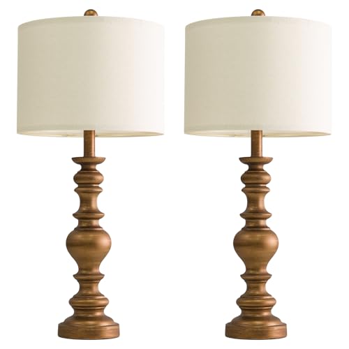 27" Antique Gold Table Lamps Set of 2