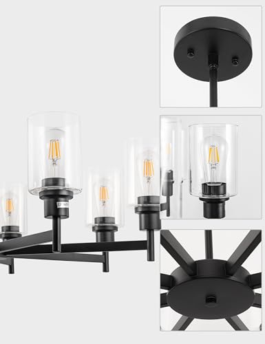 8 Light Black Chandelier for Dining Room Light Fixture