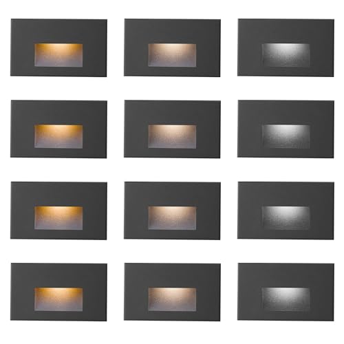 Step Lights Outdoor Indoor Stair Lights LED120V Dimmable Black 3CCT (12 Count)