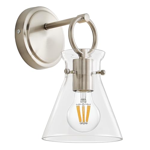 Wall Sconce for Bathroom 6" Clear Glass Shade Nickel 1 Pack