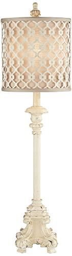 French Candlestick 34" Large Buffet Table Lamps Set of 2 Ivory White (2 Count)
