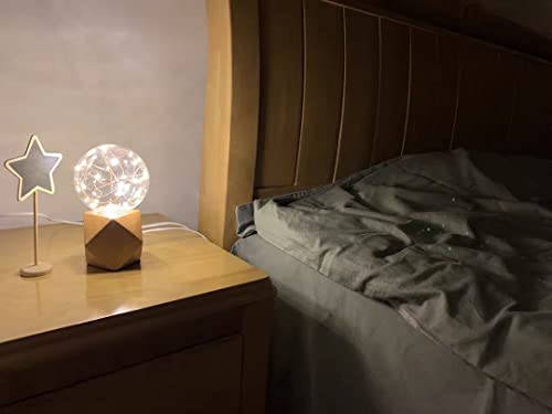 Small Wood Table Lamp Edison Bulb Dimmable Desk Lamp E26 60W Industrial Night Light Boho Deco for Bedroom