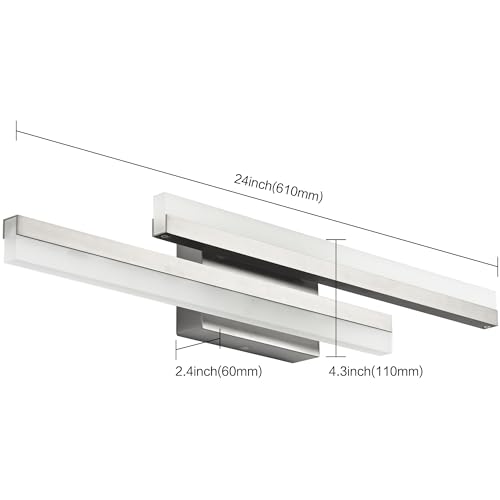 24 Inch LED Vanity Light Brushed Nickel Bathroom Light Fixtures Over Mirror Modern Bath Lighting Bar 5CCT