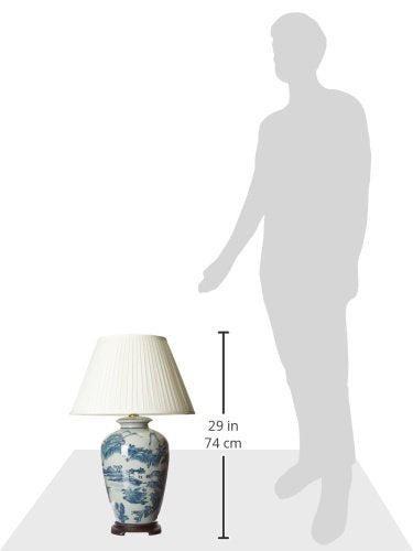 29" Blue and White Chinese Landscape Lamp