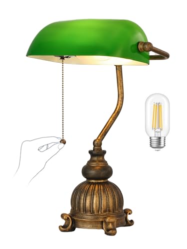 Retro Green Glass Bankers Desk Lamp