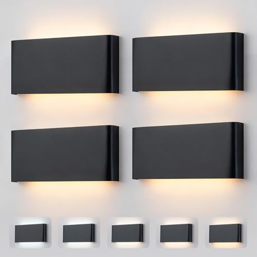 4 Pack 15W 5CCT Black LED Wall Sconces (4 Count)