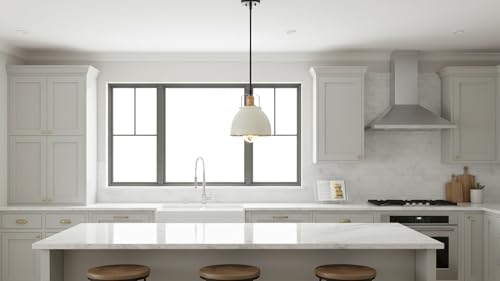 21601-61,Replacement Metal Shade for Pendant Light,Off-White,7-7/8"W x 5-3/4"H,Center Hole 1-5/8"