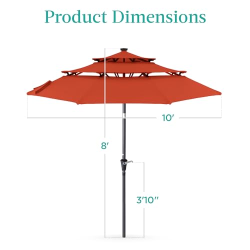 10ft 3 Tier Solar Patio Umbrella
