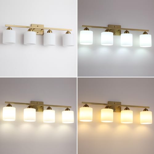 Stainless Steel Milk Glass Vanity Lights for Bathroom