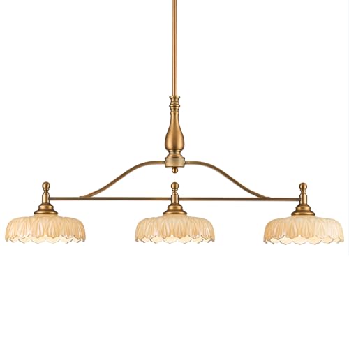 Chandeliers Pendant Light Fixture Vintage Pendant Lighting Fixtures 3 Lights Chandelier Kitchen Glass Hanging Lamp for Island Dining Living Room Brass and Brown