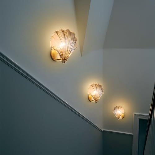 Modern Indoor Wall Lamp Luxury Crystal Gold Wall Sconce Bathroom Shell Wall Light Fixtures for Bedroom