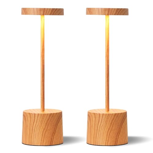 Wooden Rechargeable Cordless Lamp (2 Count)