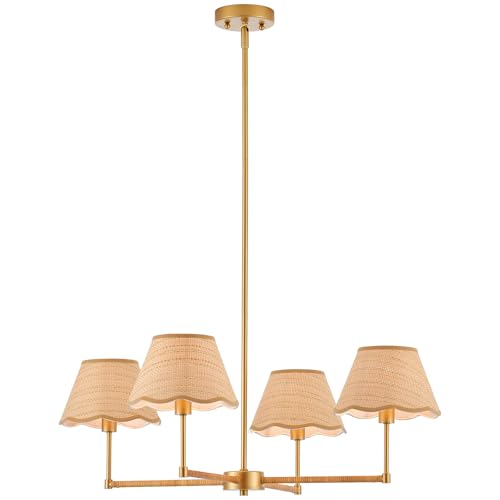 31” Boho Rattan Chandelier 4