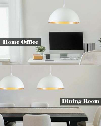 White and Gold Dome Pendant Light (2 Count)