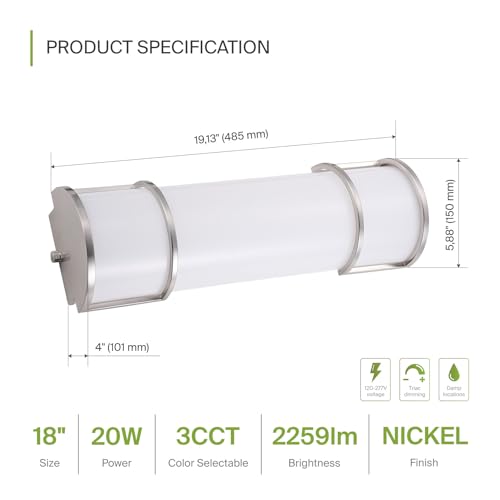 LED 18" Vanity Flush Mount Light Fixture