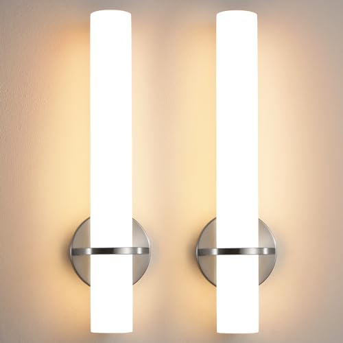 Brushed Nickel Bathroom Sconces Wall Lighting 18W LED Dimmable Vanity Light Fixture