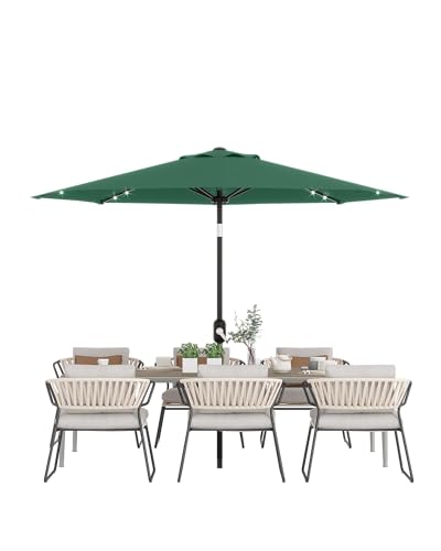 9FT Solar LED Patio Umbrella with Tilt & Crank