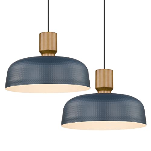 Large Industrial Pendant Light Fixtures with Hammered Metal Shade (2 Count)