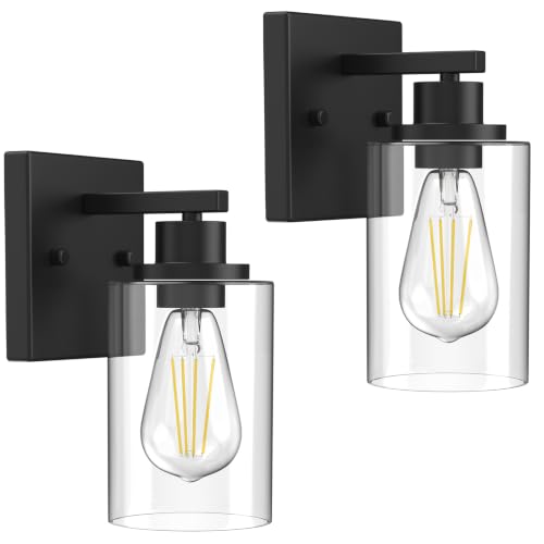Wall Sconces Set of Two Matte Black Vanity Lights for Bathroom Indoor (2 Count)