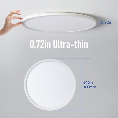 6 Pack 12 Inch Hardwired Dimmable LED Flush Mount Ceiling Light Fixtures (6 Count)