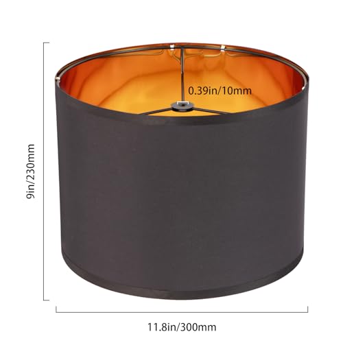 Black Lamp Shades Drum Set Of 2 Medium Gold 12 (2 Count)