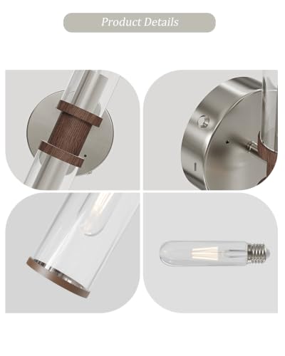 Nickel & Walnut Wireless Battery Operated Wall Sconces with Remote