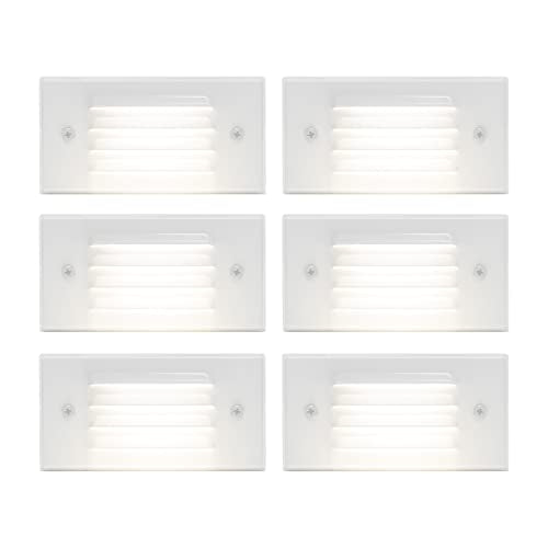 Low Voltage Outdoor Step Lights 12V 3W Stair Lighting with Horizontal Louvered Faceplate (6 Count)