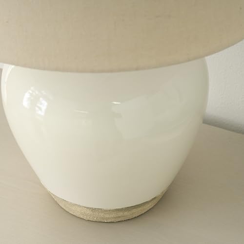 Home 20" Two Tone White and Tan Glossy Ceramic Table Lamp