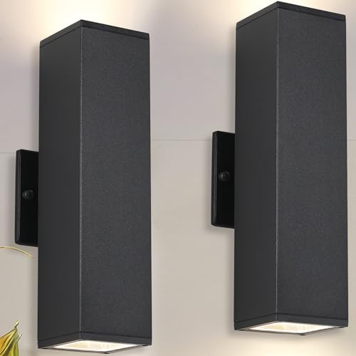 14 in Outdoor Light Fixture Black Outdoor Porch Light (2 Count)
