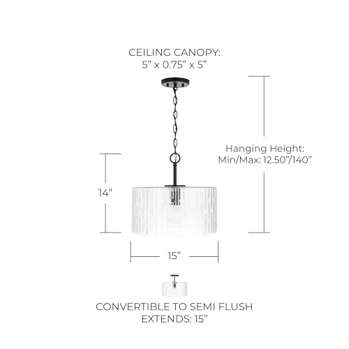 Capital Lighting 241311MB Emerson Embossed Seeded Glass Convertible Pendant