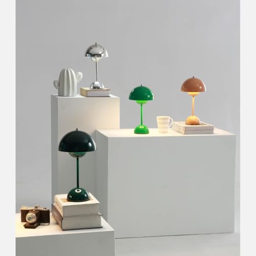 Modern Flower Bud Lamp 12" Cordless Touch Lamp Dimmable 2600mAh Rechargeable Desk Lamp Nordic Minimalist Mushroom Lamp Nightstand Bedside Lamp for Bedroom Living Room