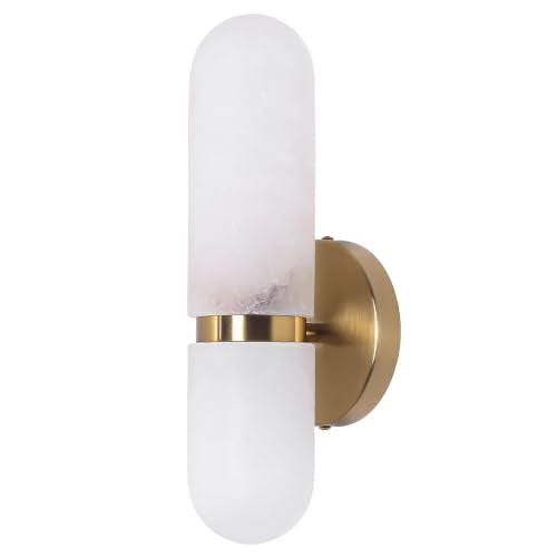 Alabaster Wall Sconces Bathroom Vanity Light Gold 13in 1 Pack
