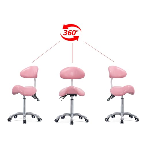 Saddle Stool Rolling Chair with Back Support
