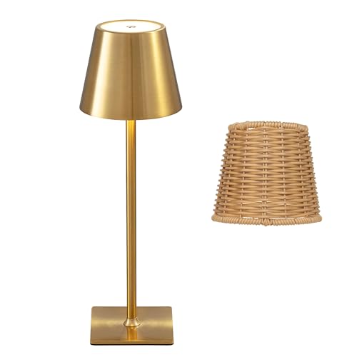 Outdoor Waterproof Cordless Wireless Rechargeable Portable Top Touch Battery Operated Powered LED Table Lamp Desk Lamp Lights for Restaurant Kitchen Patio Dinner Dining