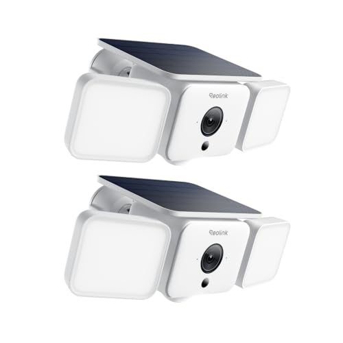 Solar Floodlight Security Cameras Wireless Outdoor (2 Count)