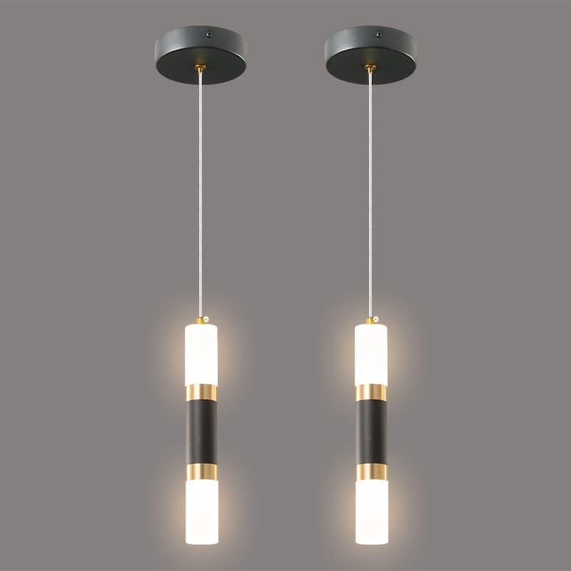 Modern Kitchen Island Light Fixture Dimmable LED Black Mini Pendant Light Bedroom Bedside Table Black Gold Small Pendant Lighting (2 Count)