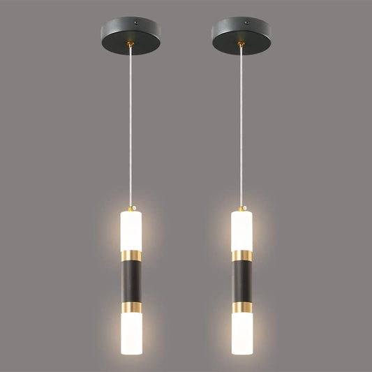 Modern Kitchen Island Light Fixture Dimmable LED Black Mini Pendant Light Bedroom Bedside Table Black Gold Small Pendant Lighting (2 Count)