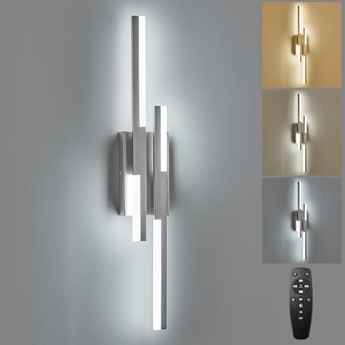 Modern LED Wall Sconce Silver Remote Wall Light Fixtures for Bathroom