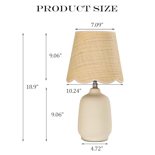 Set of 2 19" Modern Ceramic Table Lamp for Living Room Cream Base Desk Lamps for Bedroom Bedside Nightstand Lamp End Table Lamps (2 Count)