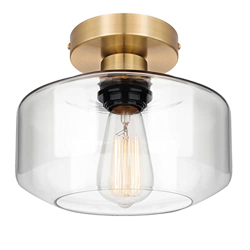 Industrial Semi Flush Mount Ceiling Light Gold