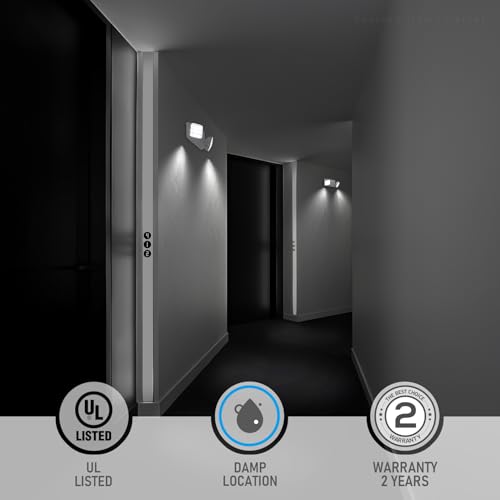 2 Pack LED Emergency Lights with Battery Backup UL Listed White (2 Count)