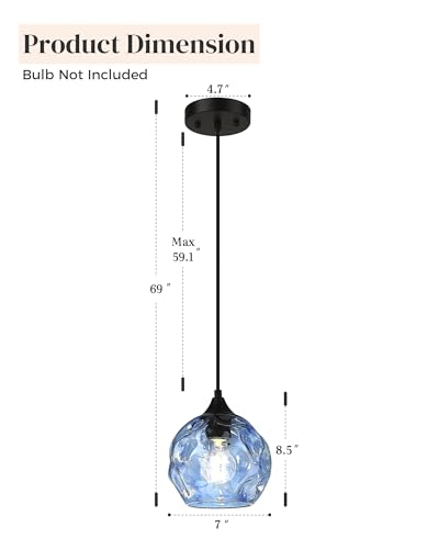1 Light Pendant Lighting Hammered Glass
