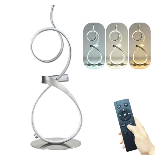 Sand Nickel 21inch 20W 2700LM Modern Bedside Table with Lamp Luxury LED Table Lamps 3 Color Touch Dimmer for Living Room with Remote Control