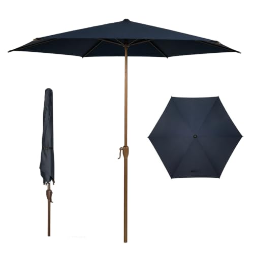 9FT Outdoor Patio Umbrella Outdoor Table Umbrella with Crank Market Umbrella 6 Sturdy Ribs UV Protection Waterproof and Push Button Tilt for Garden Deck Backyard Pool